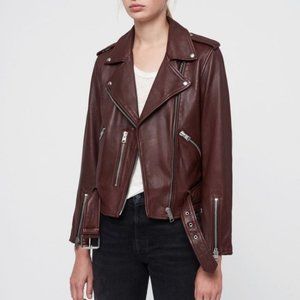 All Saints Balfern Leather Jacket in Oxblood